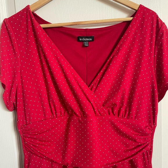 Red Polka Dot Wrap Dress - Picture 3 of 8